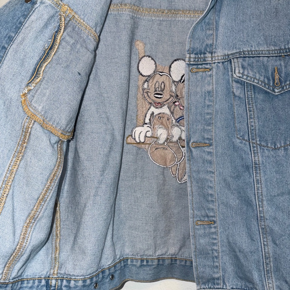 VTG. Mickey BY Jerry Leigh Mickey and Minnie Embroidered Design Jean Jacket - Picture 8 of 14